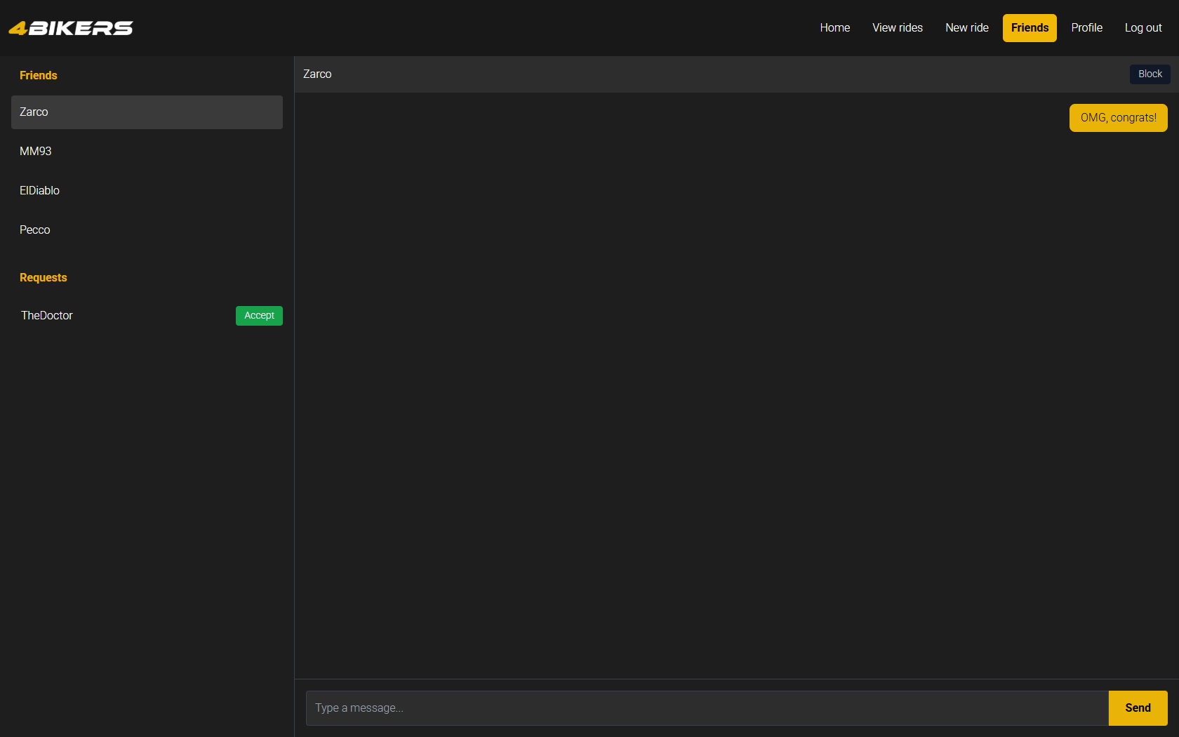 Friends and chat page